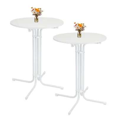 Produktbild von 2x Stehtisch klappbar Ø 80 cm Höhe 110 cm Stahl Gastrotisch Partytisch Bistrotisch Tisch in Weiß