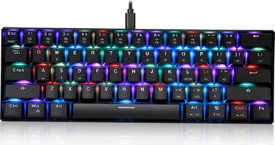 Produktbild von MOTOSPEED CK61 mechanische Tastatur mit 61 Tasten, RGB-Hintergrundbeleuchtungseffekt | Anti-Ghosting | OUTMU blauer Schalter, schwarz