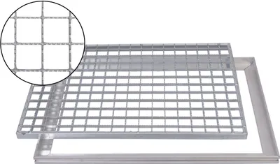 Produktbild von Gleitschutz Gitterrost 75x50cm Maschenrost 30/30 mit ALU Einbaurahmen Zarge Schuhabstreifer