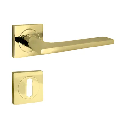 Produktbild von Domino Türgriff LINEA-QR M1 Drückergarnitur BB-Buntbart Set quadratische Rosette Türklinke für Zimmertür, Innentür Türbeschläge aus Aluminium Messing
