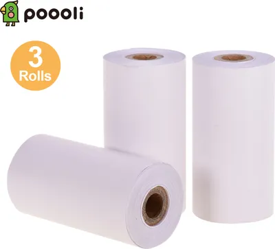 Obrázok produktu pre Biely prázdny termálny papier Poooli Odolný 10-ročný papier bez BPA 57 * 30 mm (2,17 * 1,18 palca) 3 rolky Kompatibilný s termálnymi tlačiarňami Poooli