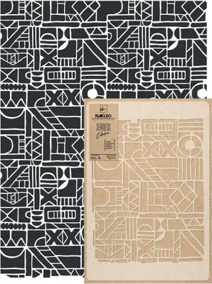 Produktbild von Wandschablone Groß Muster, Malschablone 59x95 cm Aztekisches Mosaik Wiederverwendbare Kunststoff, Geometrische Tapete Wandgestaltung