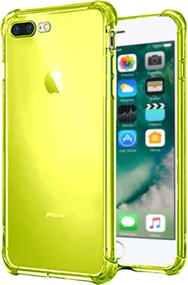Image de Smartphonica iPhone 7/8 Plus transparent
  housse en silicone antichoc avec bumper - jaune fluo