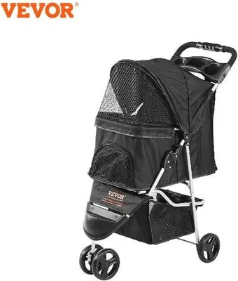 Produktbild von Famanu Hunde-Wagen - Robuster Kinderwagen mit Frontpedal - Schwarz