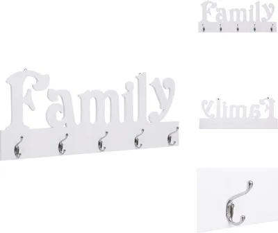Obrázok produktu pre vidaXL Nástenný vešiak FAMILY 74 x 29,5 cm - Háčiky a vešiaky na kabáty