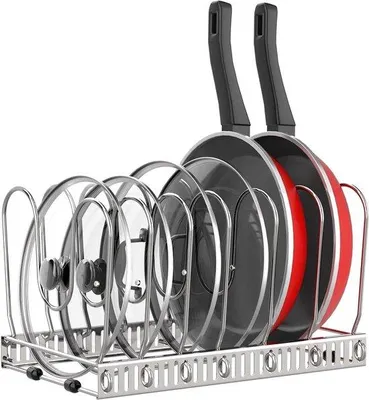 Immagine prodotto di Organizer da cucina, porta coperchi espandibile con 7 divisori regolabili, argento