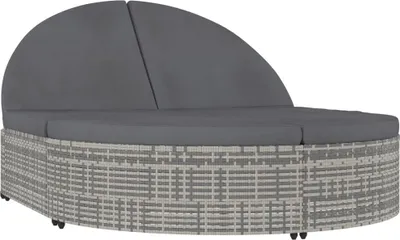 Produktbild von vidaXL Doppel-Sonnenliege mit Kissen Poly Rattan Grau