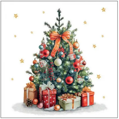 Image de Serviettes 25x25 cm - Decorated Christmas tree