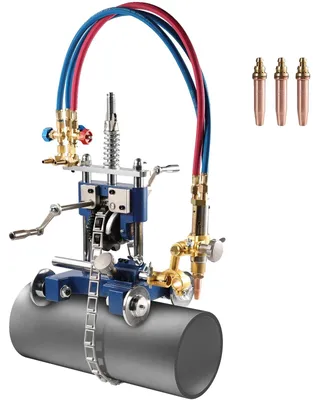 Image de Machine à couper les tubes manuelle VEVOR, adaptée aux tubes d'une épaisseur comprise entre 5 et 50,8 mm, réglable selon un angle de 0° à 45°, de type chalumeau