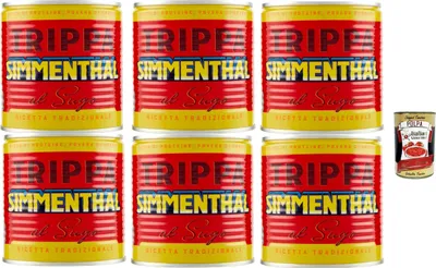 Produktbild von SIMMENTHAL Trippa al sugo, Kaldaunen 6x 420 g Kutteln Fleisch in dose tripe italien + Italian Gourmet polpa 400g