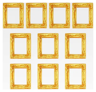Produktbild von 10 Mini-Goldrahmen, Barock-Vintage-Harz-Mini-Bilderrahmen für DIY-Foto-Urlaubs- und Hochzeitsdekoration