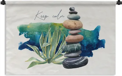 Produktbild von MuchoWow® Wandteppich Wandbehang Steine - Meer - Pflanzen 60x40 cm Tapisserie Dekoration Wandtuch - Wanddekorationen