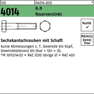 Produktbild von Reyher  Sechskantschrauben ISO 4014 8.8 U M 30x260, tzn (1 Stück)