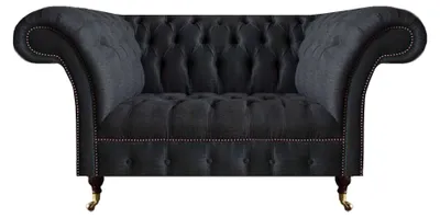Immagine prodotto di Divano Chesterfield nero da salotto moderno a due posti imbottito