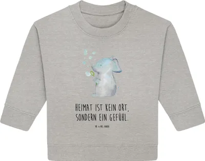 Produktbild von Mr. & Mrs. Panda Organic Baby Pullover Elefant Seifenblasen 6. - 12. Monat - Heather Grey - Geschenk, Heimat, Bullover, Elefanten, Liebesspruch, Lustige Sprüche, Liebe