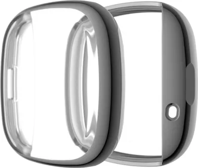 Produktbild von subtel 2in1 Schutzhülle + Displayschutz für FitBit Versa 3 / Sense Hardcase + Display Schutzglas - Gehäuse, Rahmen, Touch Bildschirm Schutz Hülle + Displayglas Protector grau