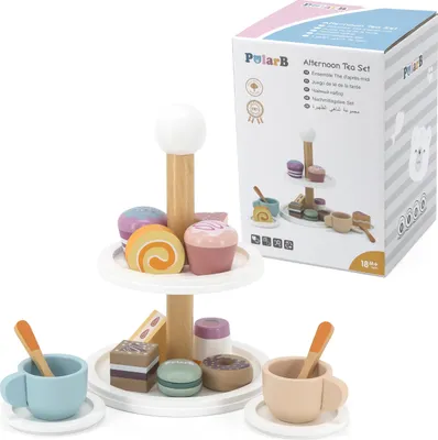 Immagine prodotto di Alzata per torta in legno Viga Polarb con cupcakes, biscotti e caffè, set da 15