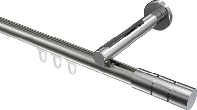 Produktbild von Interdeco Innenlaufstange / Gardinenstange mit Innenlauf Edelstahl-Optik / Chrom, Typ Siteno Elanto (Rillenzylinder), 20 mm Ø 1-läufig, 420 cm