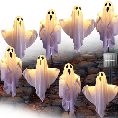 Zdjęcie produktu dla Halloweenowa dekoracja zewnętrzna z solarnymi światłami LED, 8 trybów, 60 cm, 6 szt