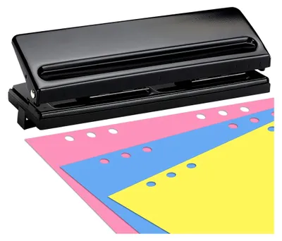 Produktbild von 6-fach Locher, verstellbare Abstände, geeignet für Ordner, 5 mm Lochdurchmesser für A4, A5, A6, A7, B5 Papierlocher für bis zu 6 Blatt