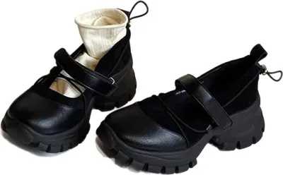 Produktbild von INF Retro Mary Jane Schuhe mit dicker Sohle und verstecktem Absatz - 1 Paar Schwarz 40
