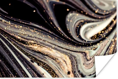 Produktbild von MuchoWow® Poster Marmoroptik - Schwarz - Gold - Weiß - Glitter - Marmor 120x80 cm - Bilder
