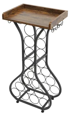 Obrázok produktu pre Polica na víno – držiak na fľaše vína – 42x30x90 cm – pre 14 fliaš – nosnosť 50 kg – kov a MDF