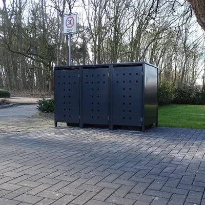 Produktbild von 3 Mülltonnenboxen Modell No.7 Anthrazit komplett RAL7016 für 240Liter Mülltonnen