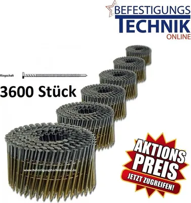 Produktbild von 3,1x90mm Glatt verzinkt 16° Coilnägel für Coilnagler Prebena BeA Bostitch Paslode 3,6M K
