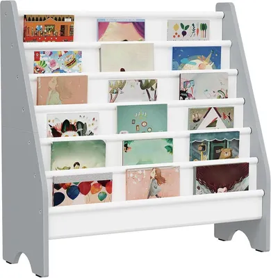 Produktbild von PromoHome® 6-stöckiges Kinderbuchregal, Hänge-Bücherregal mit großer Kapazität, Buchorganizer für Kinderzimmer, Schlafzimmer, Spielzimmer