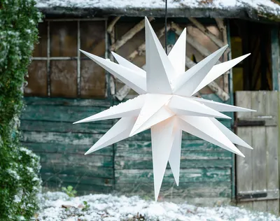 Produktbild von LED Weihnachtsstern 3D WEISS XXL 18 Zacken 100 cm INKL. LED-LEUCHTMITTEL (auswechselbar) Faltstern Außenstern Adventsstern wetterfest für außen und innen 4m Kabel