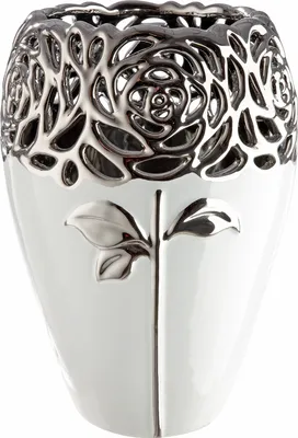 Immagine prodotto di Gilde Vase, "Rose", Rosenmotiv, Keramik, weiß, VE 2, H. 23.5 cm, D. 16 cm 58456 4063387584569