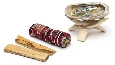 Produktbild von Räucherset Weiße Salbeirose und Palo Santo – 19,5×12,5×4 cm