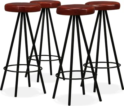 Image de Tabourets de bar lot de 4 cuir véritable