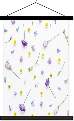 Produktbild von MuchoWow® Textilposter Blumen - Collage - Pastell 60x90 cm mit schwarzem Rahmen - Poster Wohnzimmer