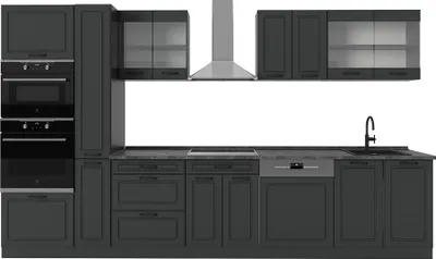 Produktbild von Küchenzeile Vicco R-Line Anthrazit Landhaus/Anthrazit 350 cm ohne Arbeitsplatte, Model 53655