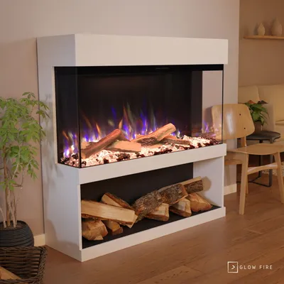 Produktbild von Glow Fire Elektrokamin 'PR17' in Weiss | LED Standkamin in weiß mit Heizung (1500 W) | HxBxT: 130x131x40cm