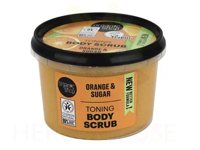 Obrázek produktu pro Přírodní tělový peeling s vůní pomeranče a cukru od Organic Shop, 250 ml
