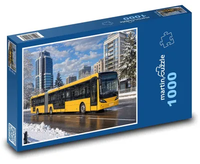 Produktbild von Puzzle 1000 Gelenkbus in der Stadt - martinpuzzle