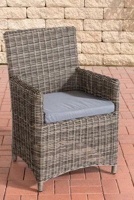 Produktbild von CLP Polyrattan Gartenstuhl Fontana 5mm grau-meliert Polsterfarbe Eisengrau