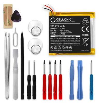 Immagine prodotto di CELLONIC 1x Batteria per Lettore mp3 Compatibile con Apple iPod nano 3 Gen. - A1236, iPod nano 2 Gen. - A1199, 616-0311 – (450mAh, 3.7V) + Set di strumento