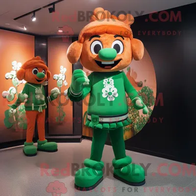 Productafbeelding van Rust REDBROKOLY Bunch Of Shamrocks mascottekostuum gekleed met een legging en hoofdbanden