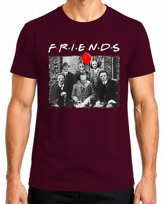 Immagine prodotto di Horror Friends Parody Halloween Masks Pennywise Jason Michael Maglietta da uomo, Borgogna, S