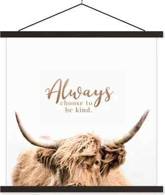 Produktbild von MuchoWow® Textilposter Schottisches Hochlandrind - Sprichwörter - Tier 120x120 cm mit schwarzem Rahmen - Aufhängungsset