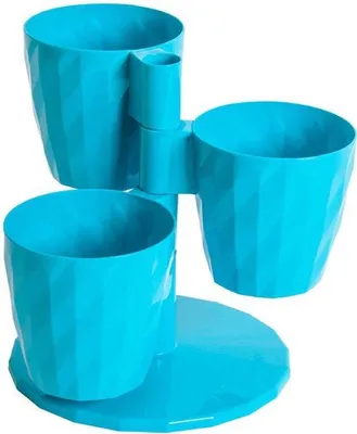 Produktbild von 3-in-1 Blumentöpfe in Türkis und Kräutertöpfe für Fensterbank, Höhe 24 cm, Durchmesser 11,5 cm, ideal für Pflanzen und Blumen