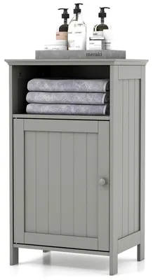 Image de Armoire de salle de bain, meuble de rangement avec porte, buffet, bois, blanc, 40x30x70 cm