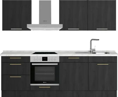 Produktbild von ROCTOR RT7002BA Industrial Küchenzeile mit Elektrogeräte, Toronto Eiche schwarz