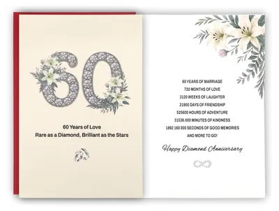 Produktbild von Jubiläumskarte zum 60. Hochzeitstag mit Umschlag