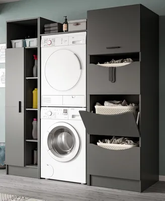 Produktbild von Waschmaschinenschrank "Flexy" in grau Set 3-teilig 176 x 196 cm