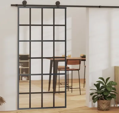 Zdjęcie produktu dla VidaXL Drzwi przesuwne z okuciami 102x205 cm aluminium i szkło ESG